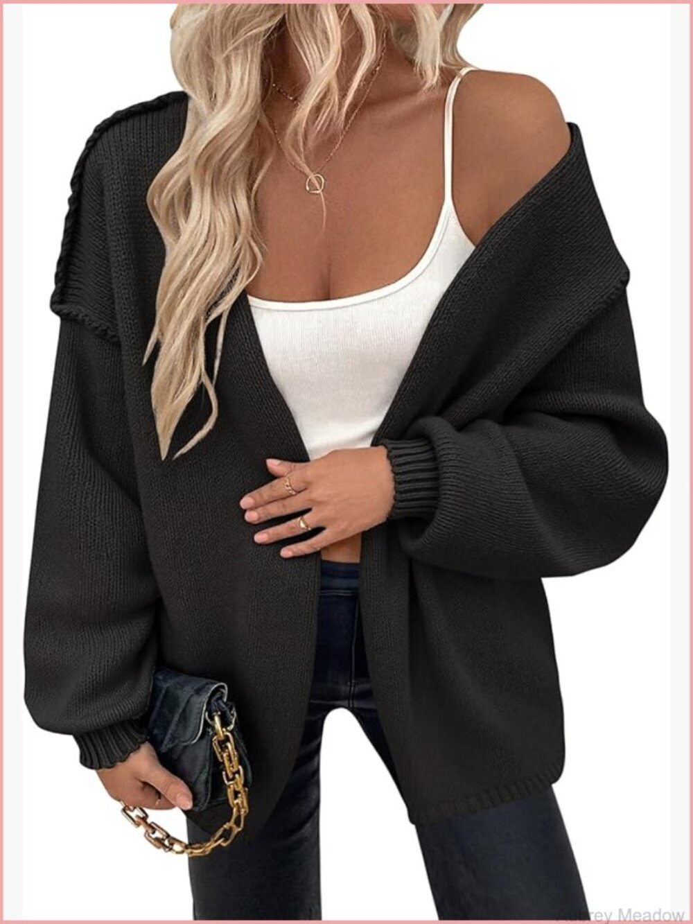 Oversized Knit Cardigan, Open Front Long Sleeve Chunky Sweater for Fall & Winter